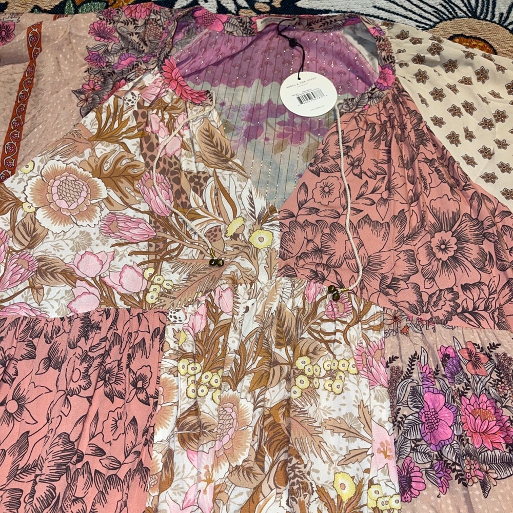 SPELL DESIGNS NWT Renew Patchwork Gown M/L Blush - Picture 4 of 10
